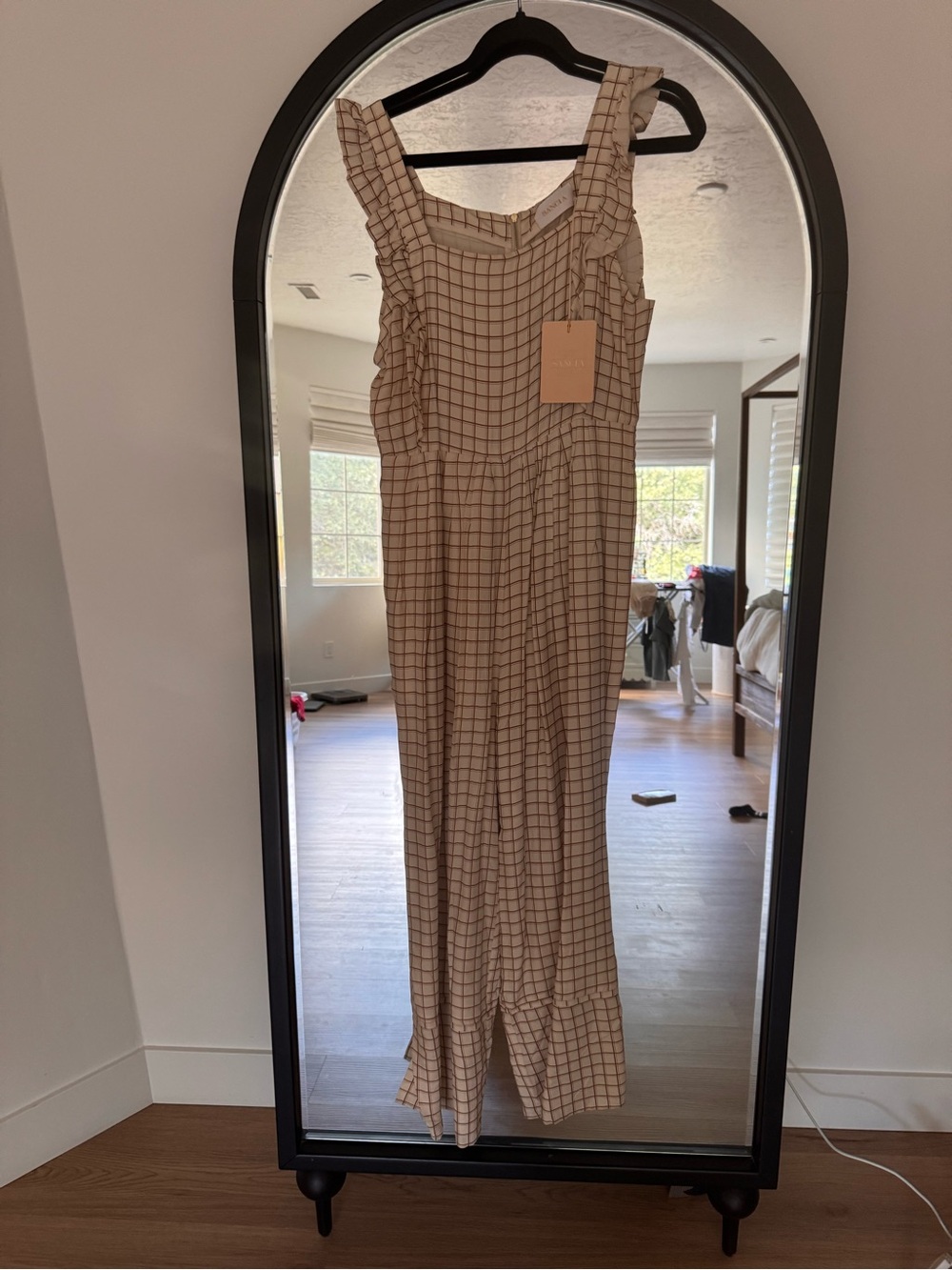 Window Payne gingham  Wide-Leg Jumpsuit with Ruffle Straps